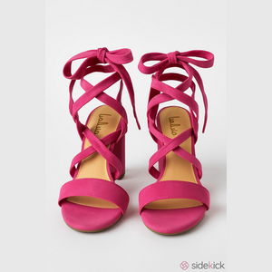 Hot pink lace up high heeled 3” sandals size 11.